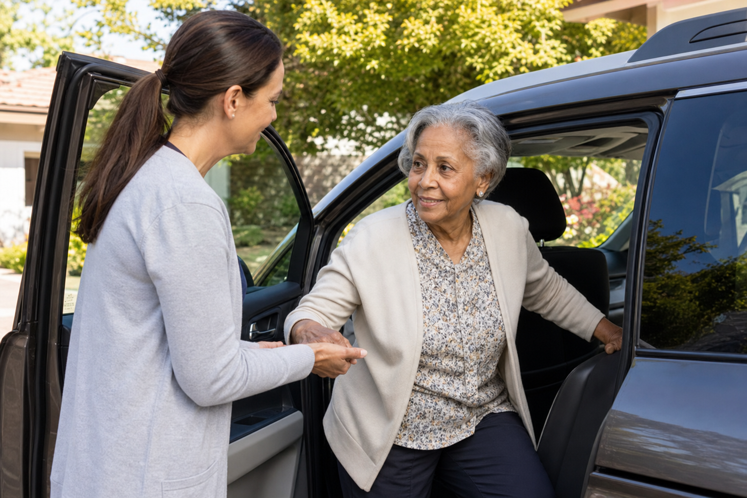 Caregiver helping with transportation to appointments